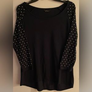 Size large boat neck, black with silver studs on long sleeves top